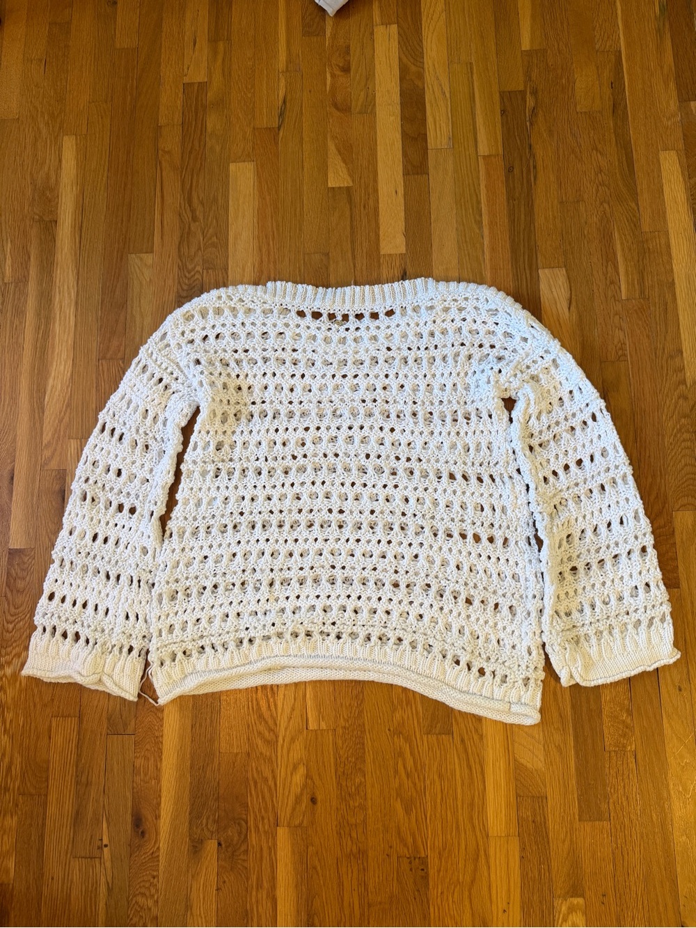 Twin-Set Cream Open-Weave Crewneck Sweater